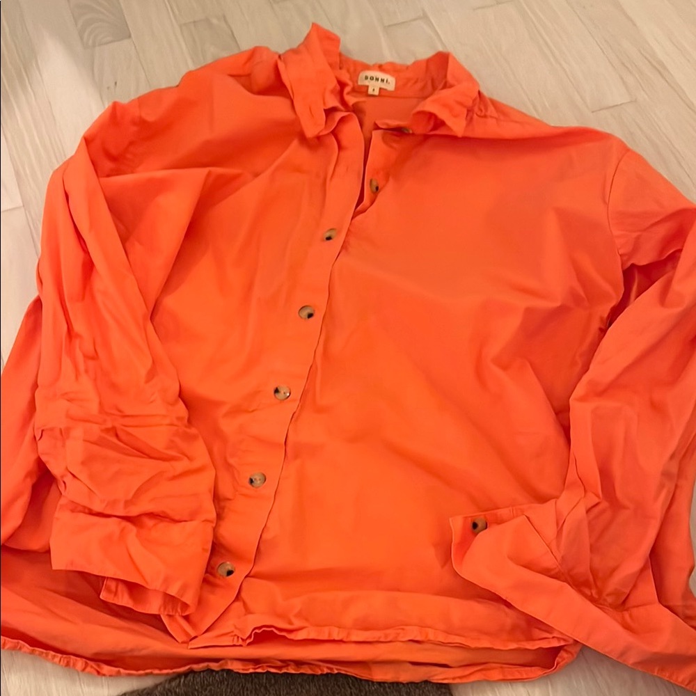 Donni.  Orange Button Down Shirt size small